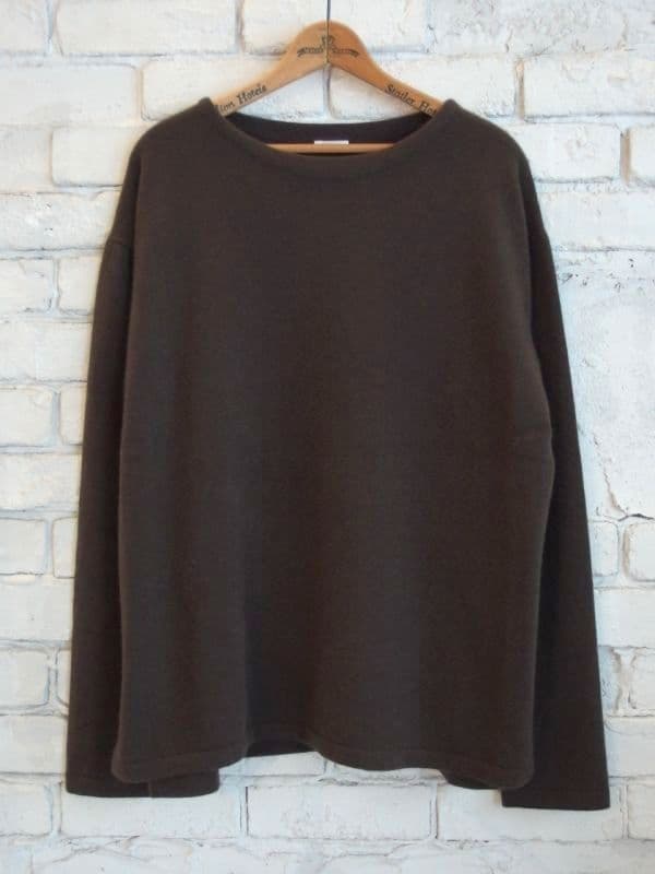 カシミヤボートネックニット[ブラウン]