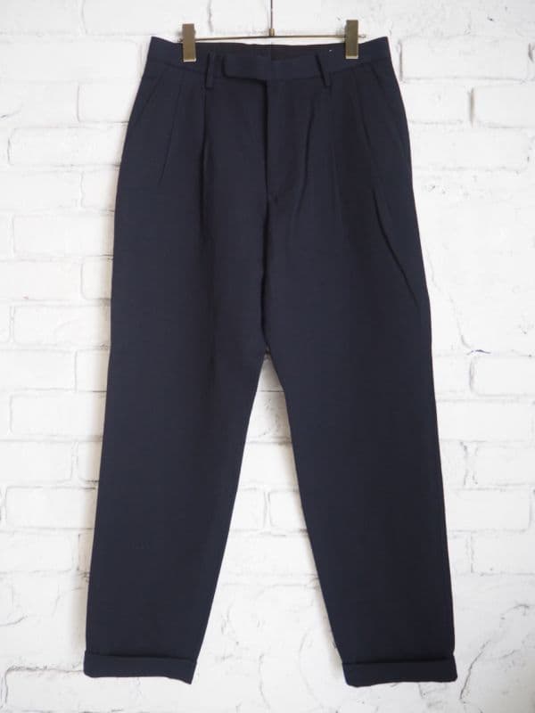 ウールナイロン2タックパンツ[ネイビー]