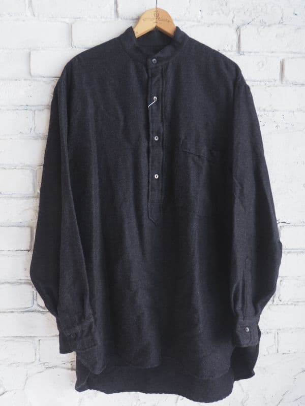 コモリ ウールシルクプルオーバーシャツ (Z01-02009)[チャコール]