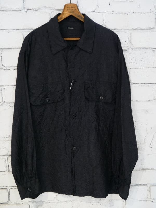 シルクシアサッカーミリタリーシャツ[ネイビー]