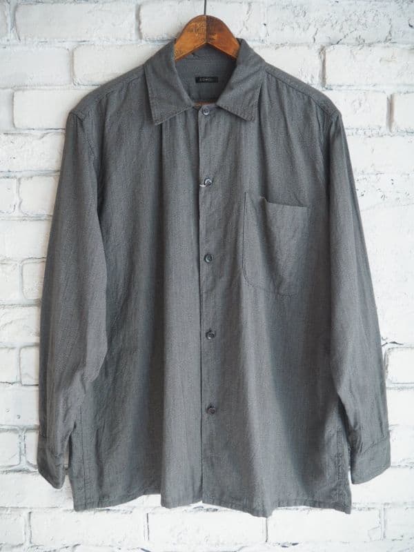 ヨリ杢オープンカラーシャツ[グレー]