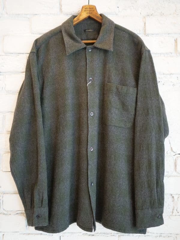 レーヨン チェック オープンカラー シャツ