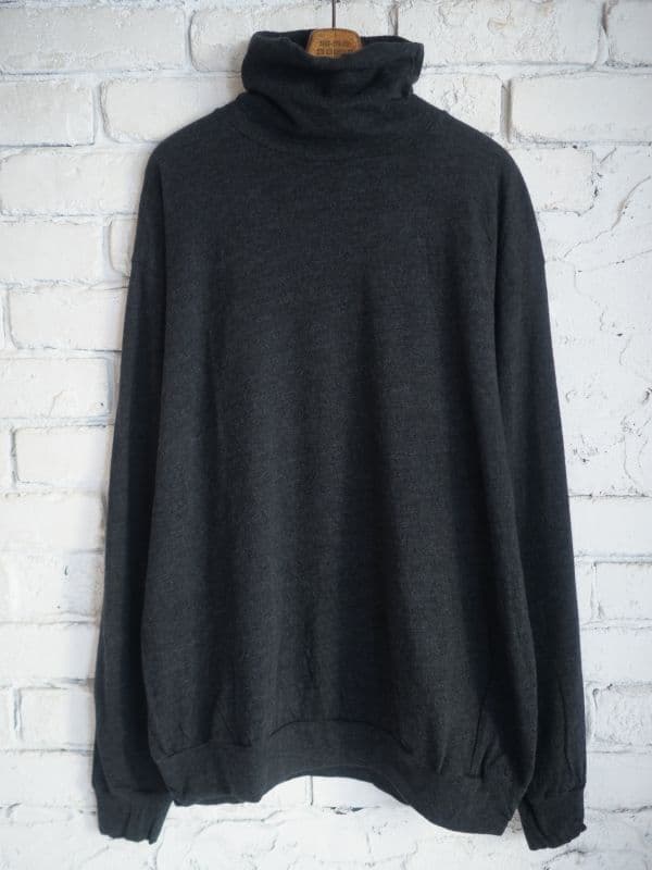 コモリ ウール天竺 長袖タートルネック (U03-05007)[チャコール]
