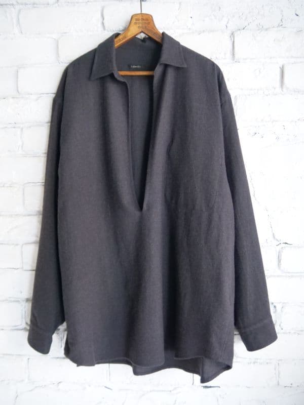 COMOLI ウール ビエラ スキッパーシャツ