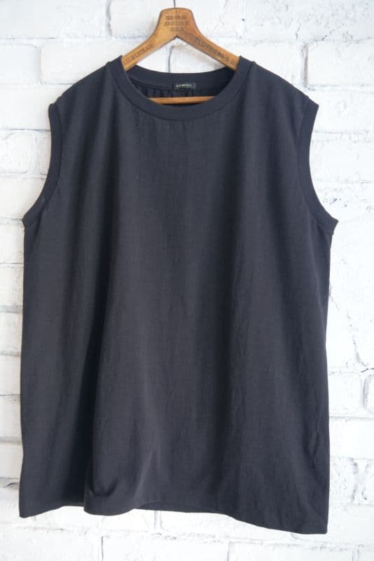 コモリ コットンジャージー ノースリーブ（Z01-05011）[フェードブラック]