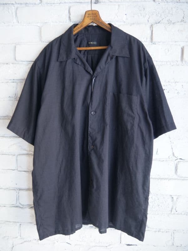 COMOLI カディー コットン 半袖 オープン カラー シャツ