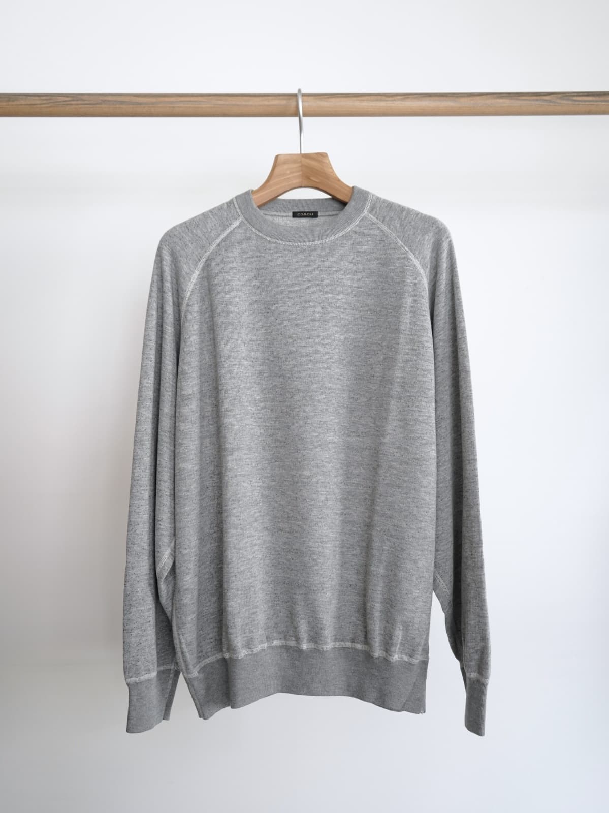 COMOLI(コモリ) /グレー裏毛クルーネック-GRAY-(D01-05045)