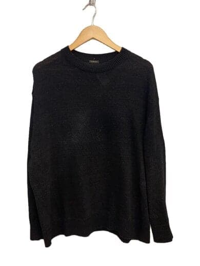 24SS/BLACK CREW NECK KNIT/FREE/コットン/BLK/無地/Z01-06018
