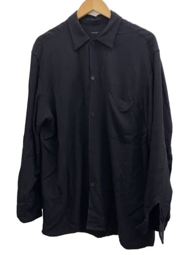 レーヨンオープンカラーシャツ/1/レーヨン/BLK/P01-01013