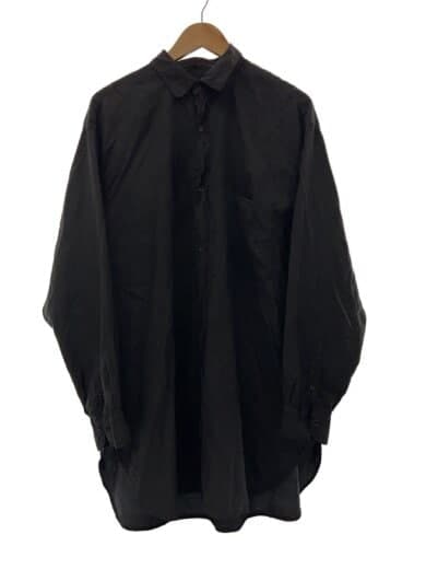 長袖シャツ/4/コットン/BLK/無地/B01-02014/シルク製品染シャツ
