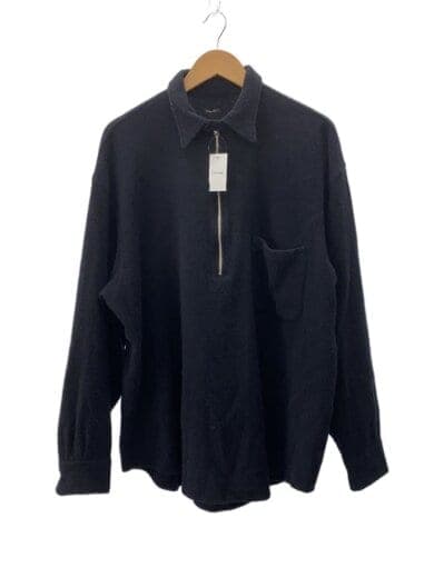 長袖シャツ/3/ウール/BLK/無地/W03-02011