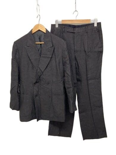 24SS/ダブルブレステッドスーツ/4/リネン/BLK/Z01-08001