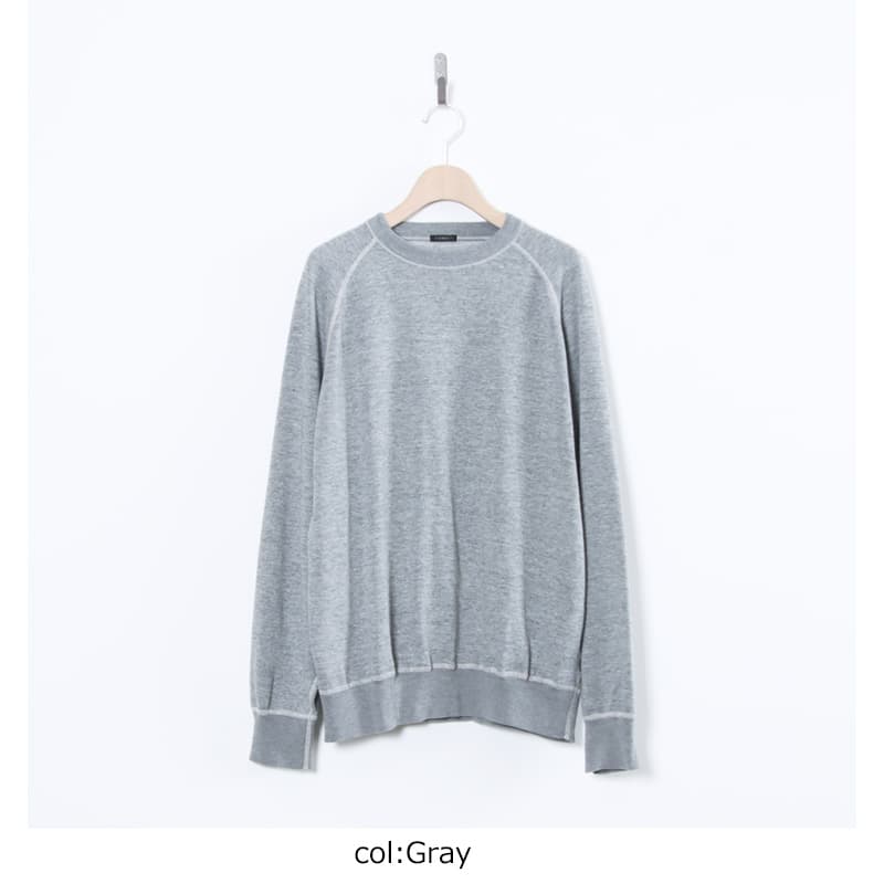 COMOLI(コモリ) /グレー裏毛クルーネック-GRAY-(D01-05045)