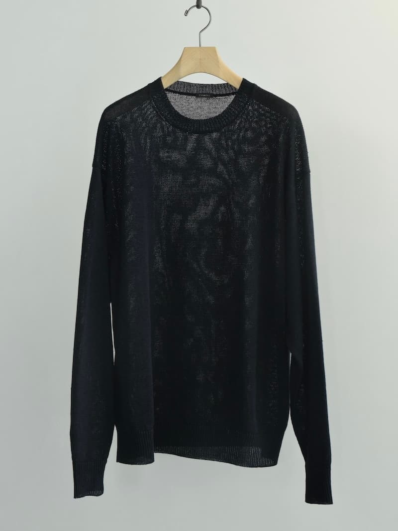 (コモリ) / リネン クルーネックニット / BLACK