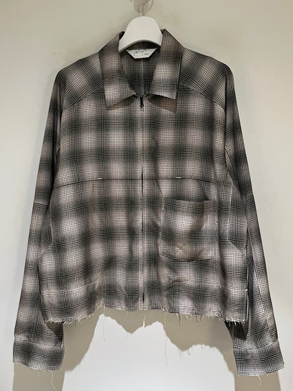 ANCELLM OMBRE CHECK SHORT ZIPUP SHIRT
