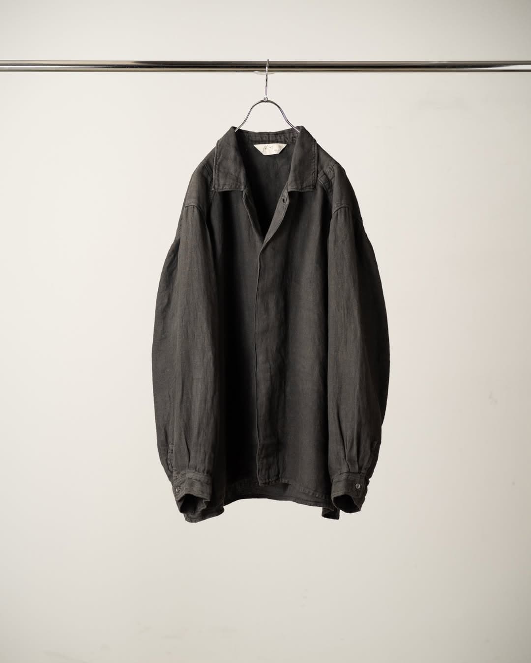 ANCELLM AGING LINEN CROSS-LINE SHIRT