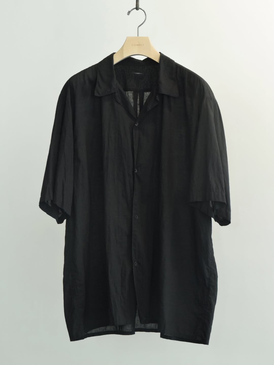 COMOLI KHADI コットン 半袖オープンカラーシャツ