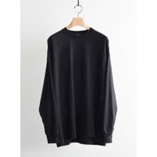 コットンジャージ プリント長袖Tシャツ - Black