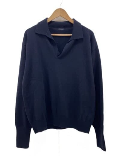 23AW/カシミヤ スキッパーニットセーター/FREE/カシミア/NVY/Y03-06006