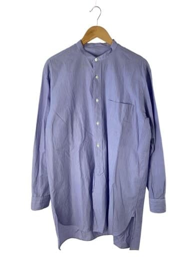 24AW/バンドカラーシャツ/長袖シャツ/3/コットン/BLU