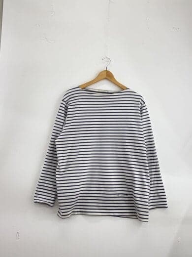 長袖Tシャツ/-/コットン/WHT/ボーダー/V