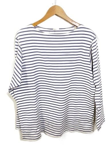 21SS/ボーダーボートネック/毛羽立ち、長袖Tシャツ/2/コットン/WHT/ボーダー/