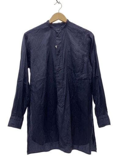 18ss/バンドカラーシルクシャツ/長袖シャツ/0/シルク/NVY/m01-02004