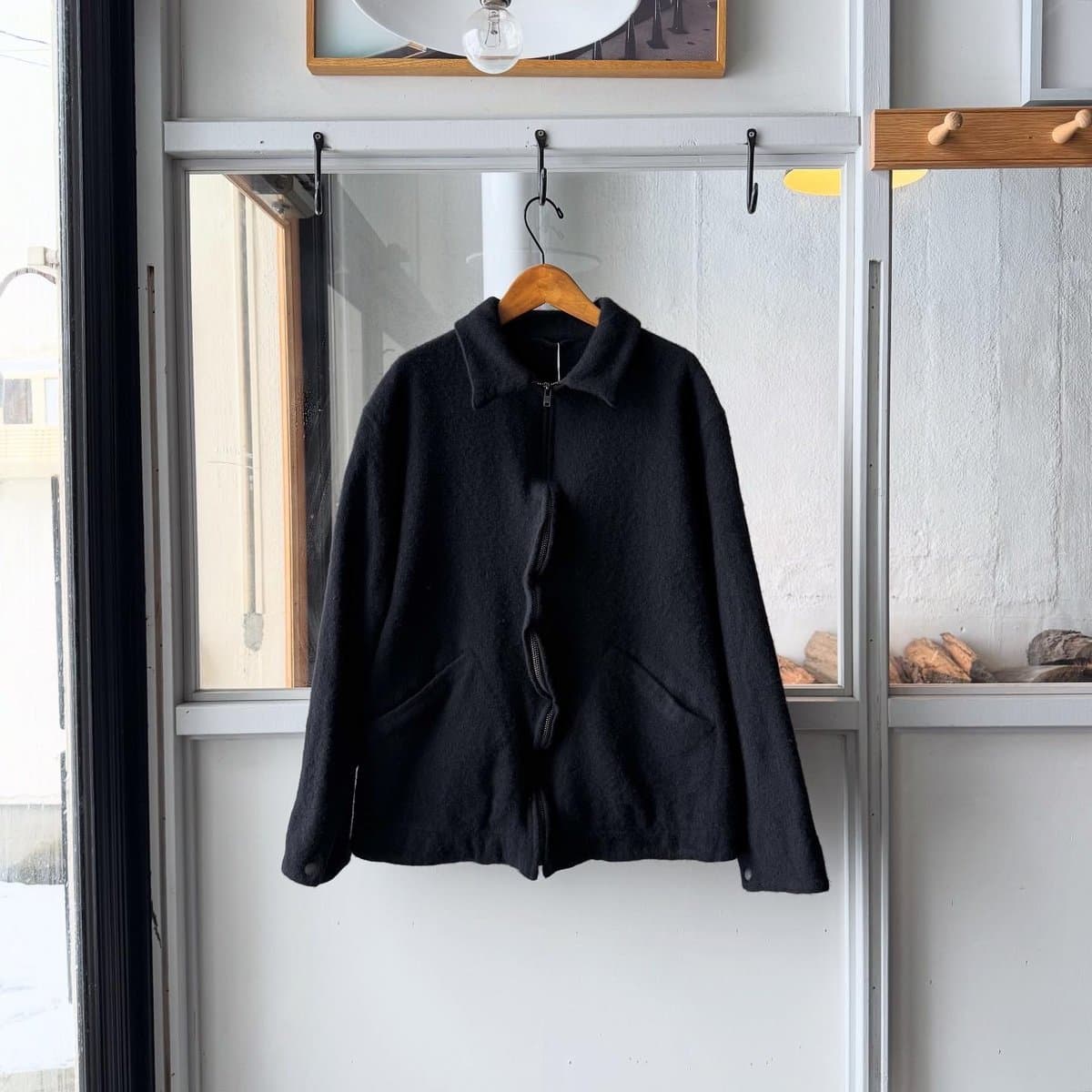 縮絨ウール ジップショートジャケット