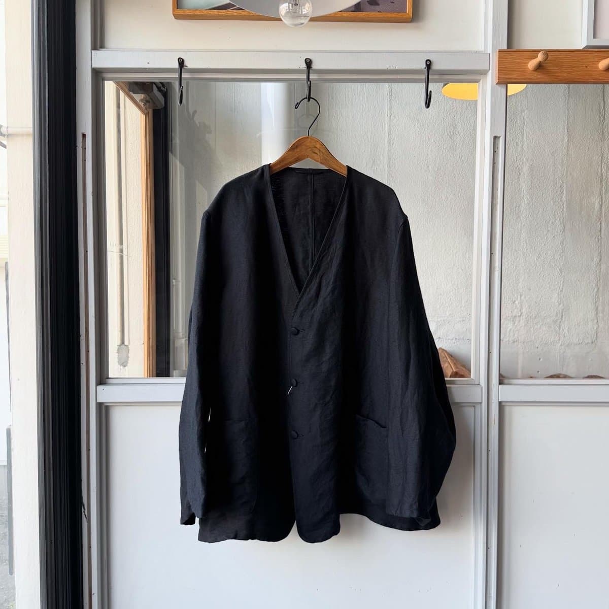 リネンサテン ノーカラージャケット