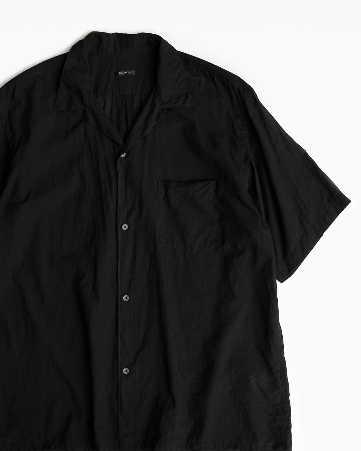 KHADIコットン 半袖オープンカラーシャツ