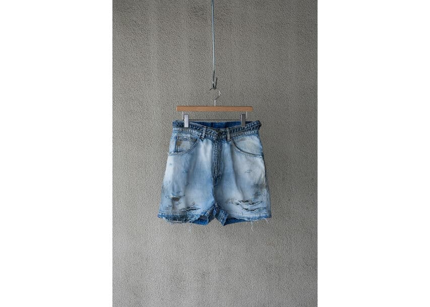 CRASH DENIM SHORTS(INDIGO)