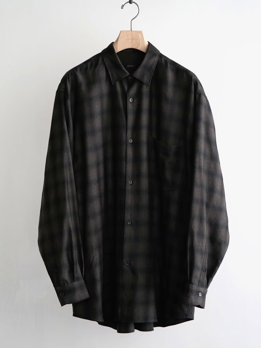 COMOLI ウールチェック シャツ